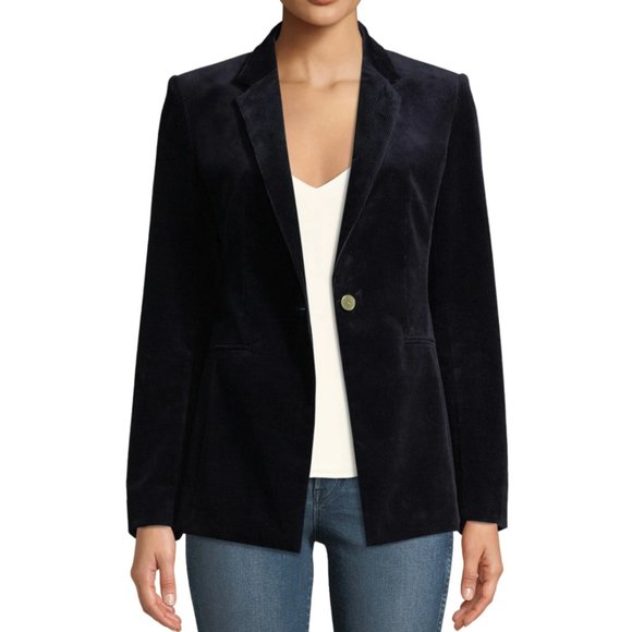 NWT Theory Power One-Button Modern Corduroy Women's Jacket DEEP NAVY size 4 - Picture 4 of 9